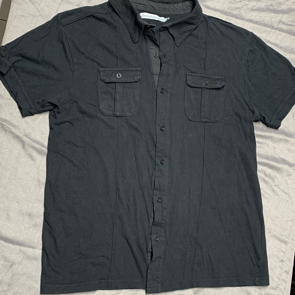 Men's Black Button-Up Shirt large